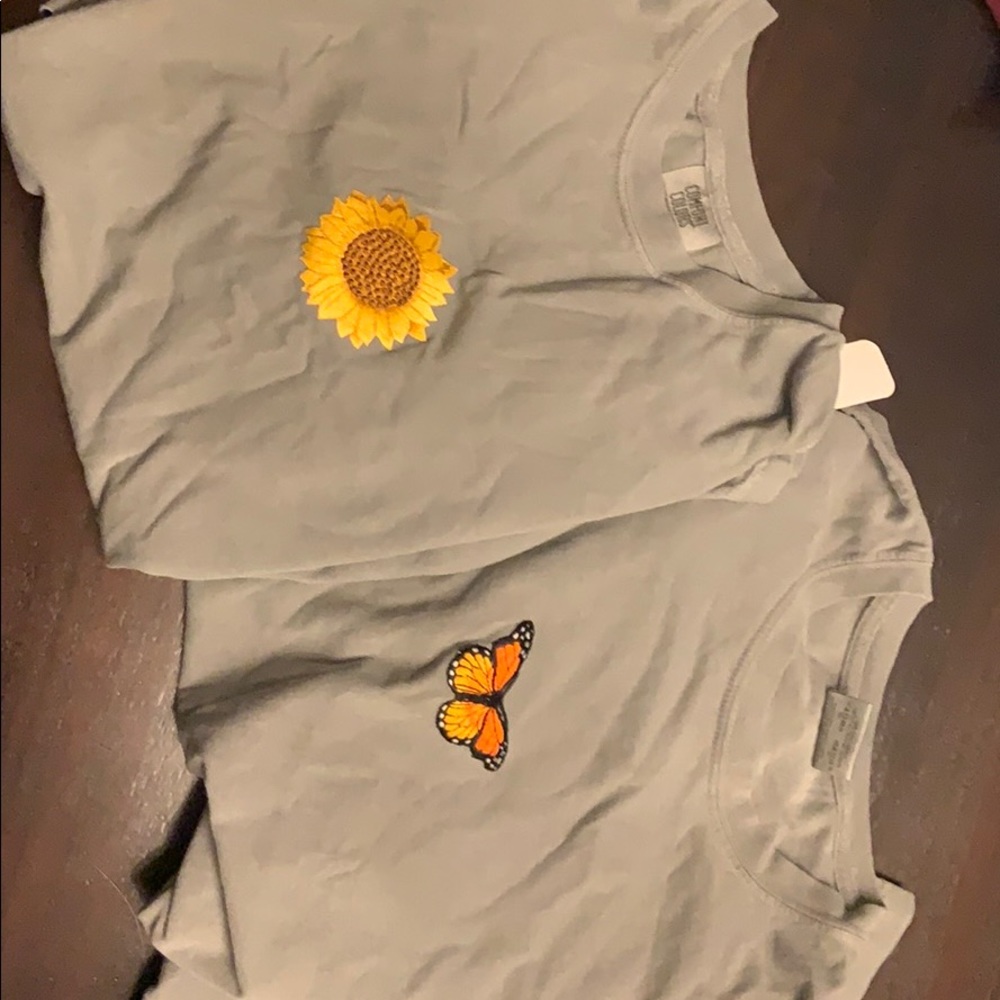 Sunflower/butterfly iron on appliqués tee shirts